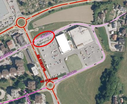 Slika: fotografija označene zapore na Ježi pri trgovini Lidl v Litiji